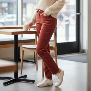 Madewell Women's High Rise Skinny Corduroy Pants Rust Red - Size 26